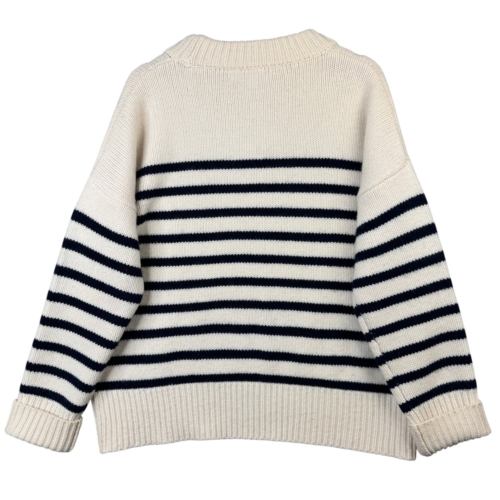 La Ligne Marin Sweater Cream Navy Striped Wool Cashmere Knit Large Long Sleeve - Picture 2 of 6